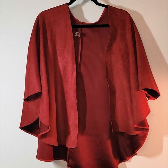 Burgundy Cape Drape Duster Cover Up Cardigan Kimono Handmade Paisley - Picture 1 of 3
